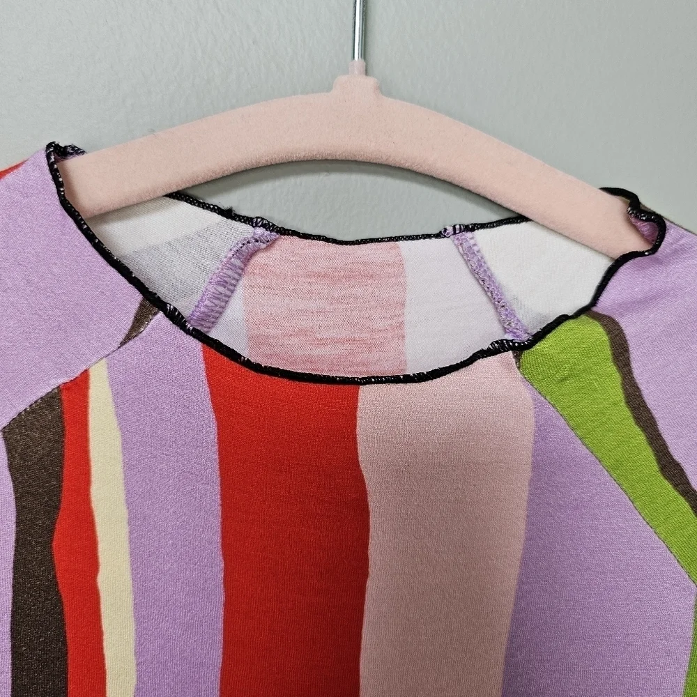 Arthur Apparel x Free People Size 2  Skins Flared Tunic, Red Purple Green Stripe